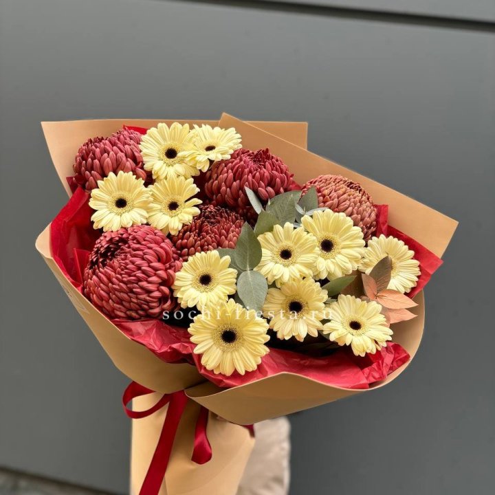 Букет гербер и хризантем Бигуди в Томске