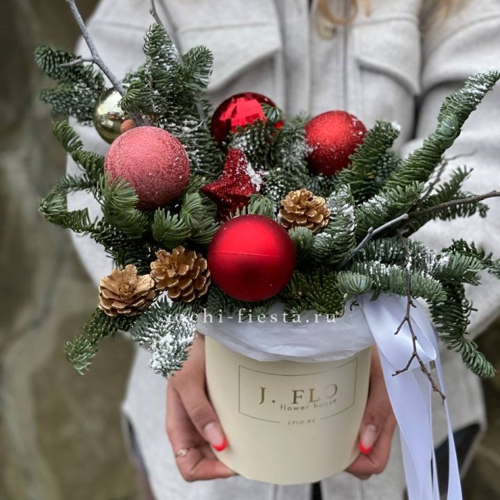 Новогодняя композиция в коробке ред в Томске