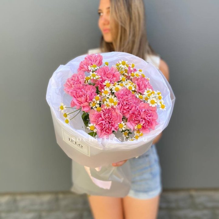 Дуобукет диантусов и ромашек в Томске