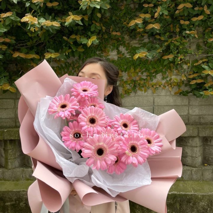 13 розовых гербер в Томске