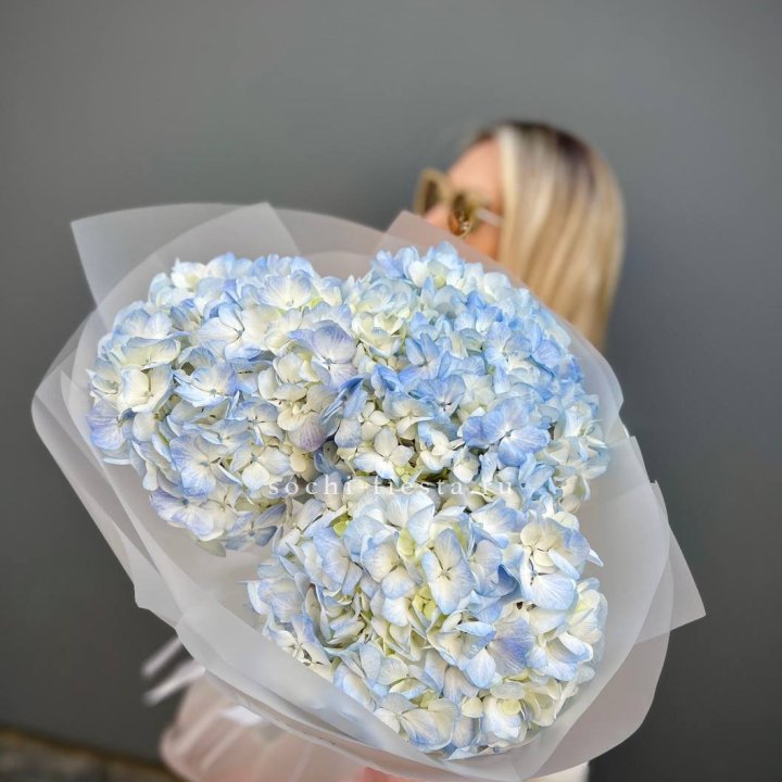 Букет из 3 голубых гортензий  в Томске