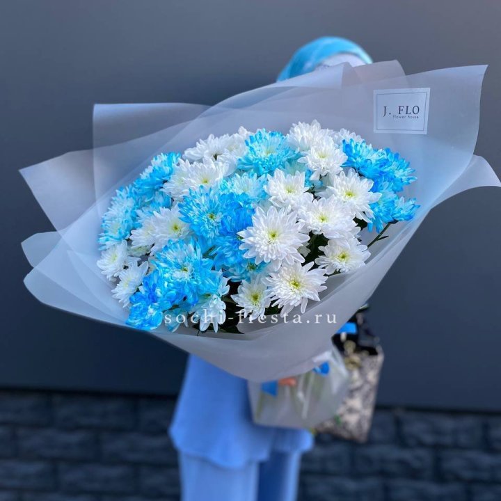 Букет хризантем "Голубая снежинка" в Томске
