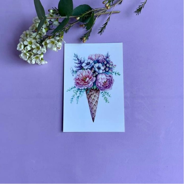 Открытка к букету "Цветочно-кремовый" в Томске