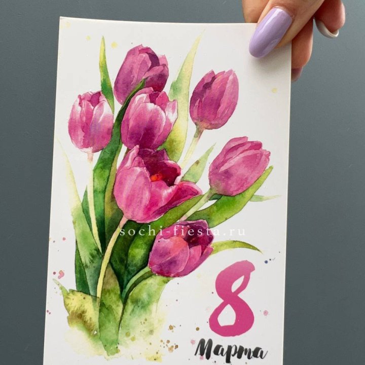 Открытка к букету "8 марта!" в Томске