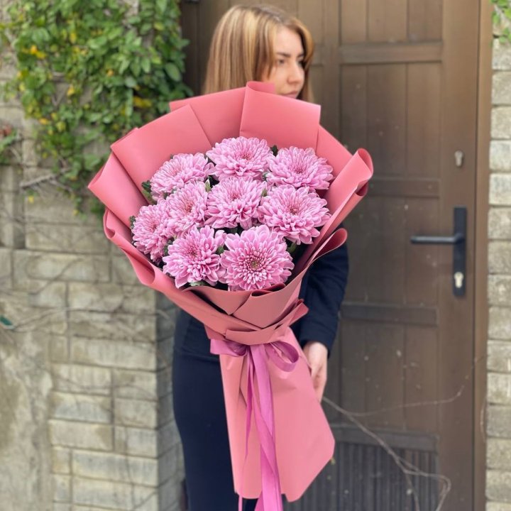 Букет хризантем розовый в Томске