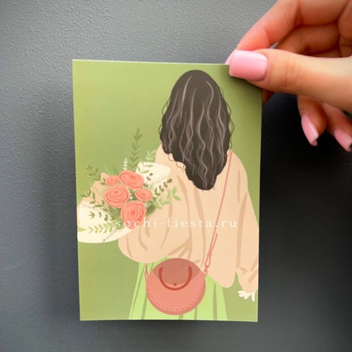 Открытка к букету "Потрясающая девушка" в Томске