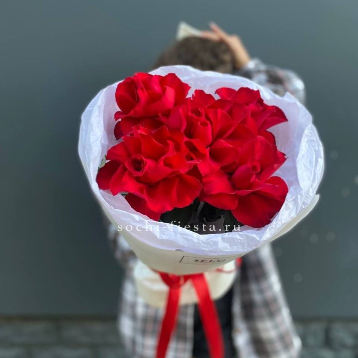5 французских красных роз в Томске