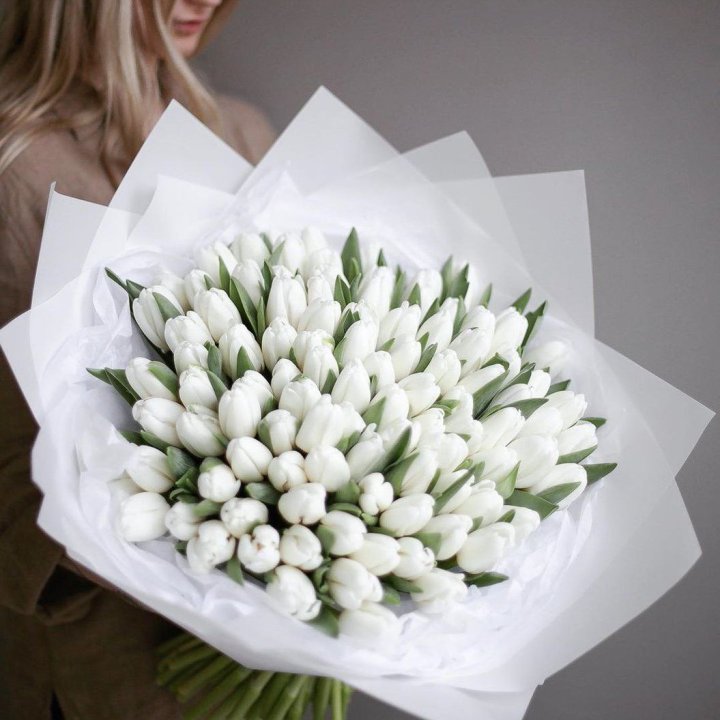 101 белый тюльпан в Томске